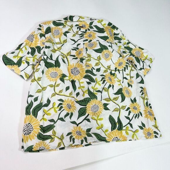 Barbour Top Womens 8 Yellow Floral Linen Blend Bloomfield Shirt NWT Button Down - Picture 9 of 10